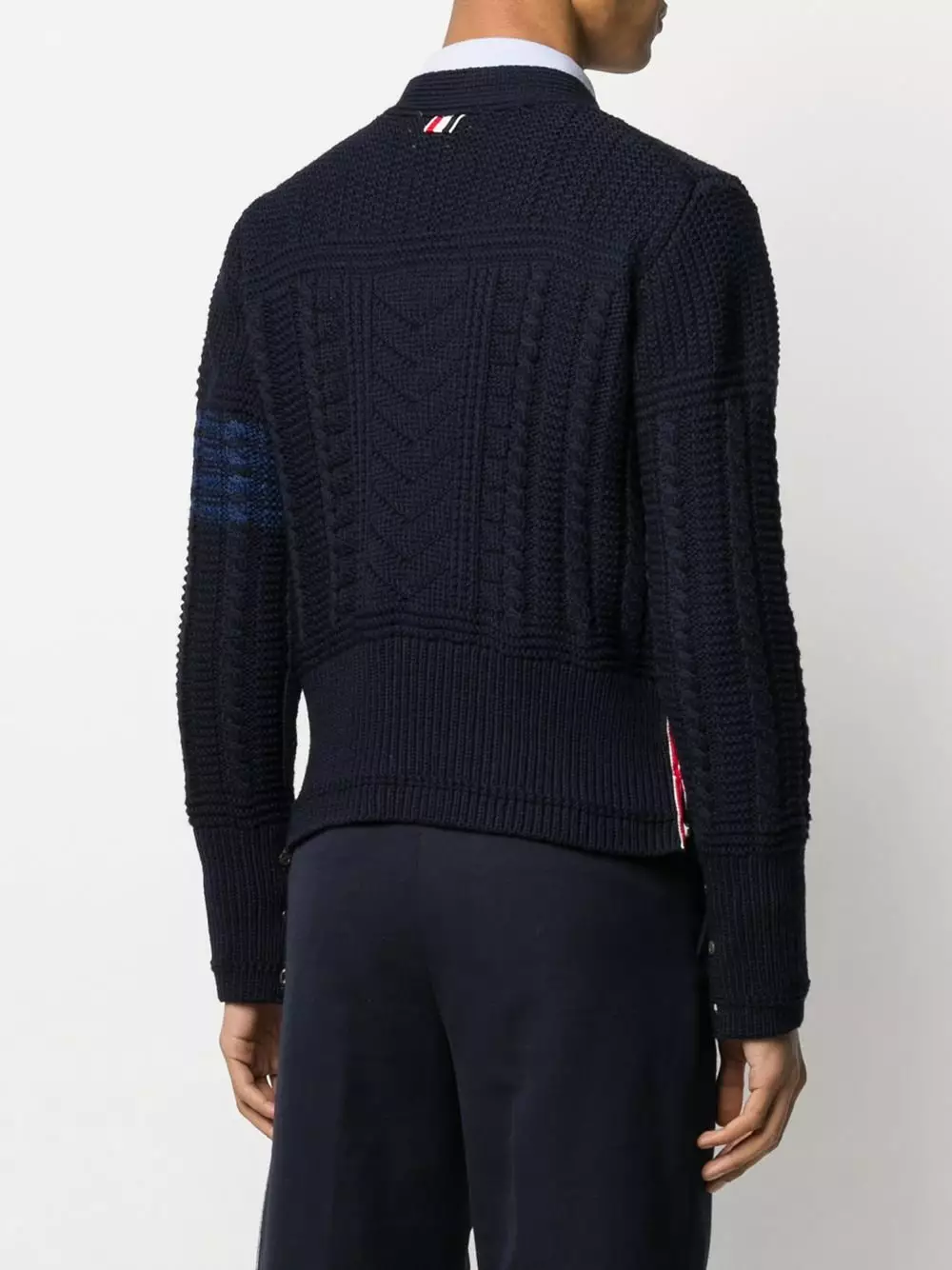 Thom Browne Aran cable 4 Bar cardigan cardigans of men 4 Thom Browne Aran cable 4-Bar cardigan