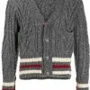 Thom Browne Aran cable Cricket stripe cardigan