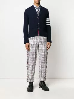 Thom Browne 4-Bar waffle stitch cardigan