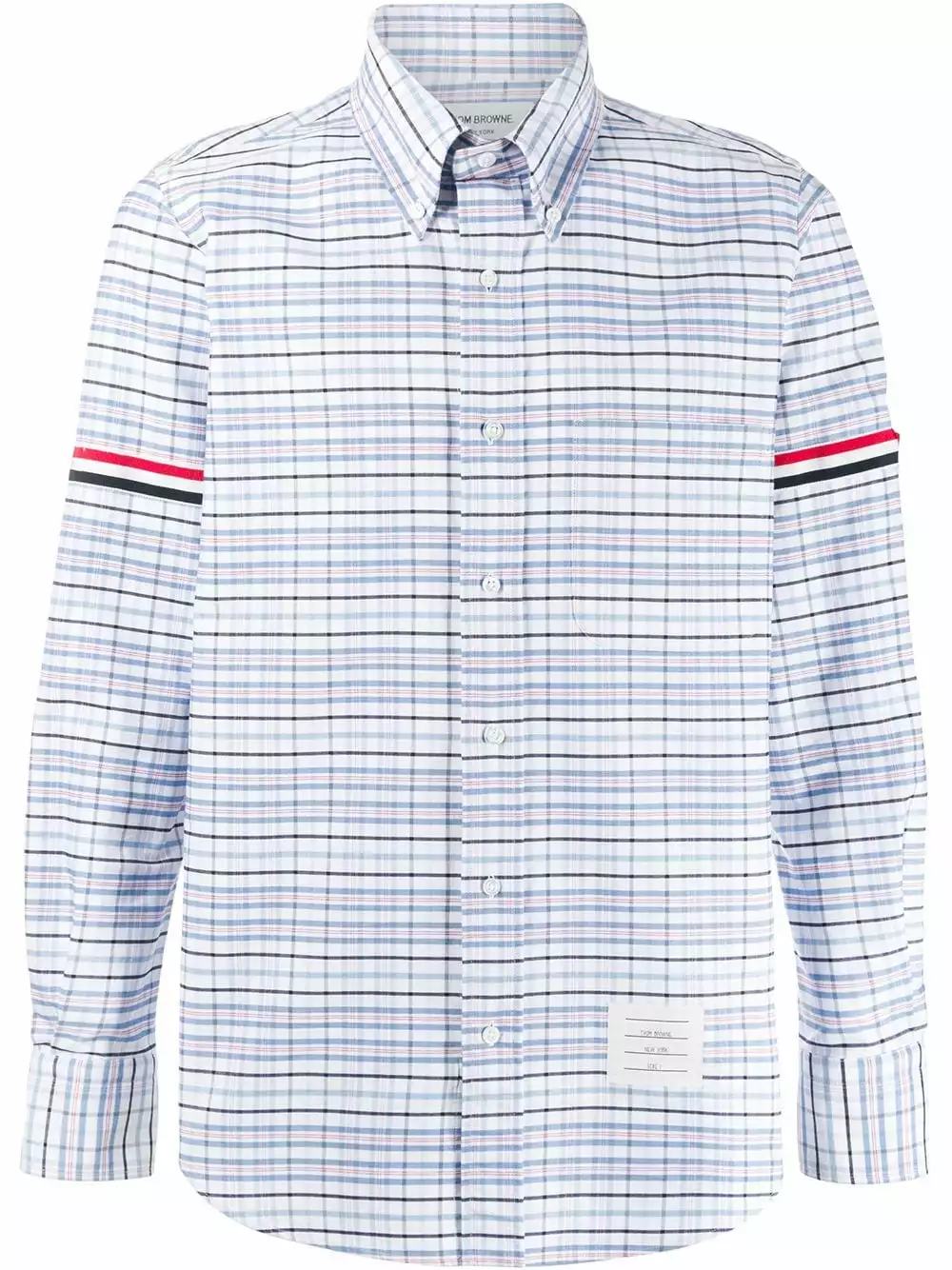Thom Browne Checked grosgrain armband shirt shirts of men 1 Thom Browne checked grosgrain armband shirt