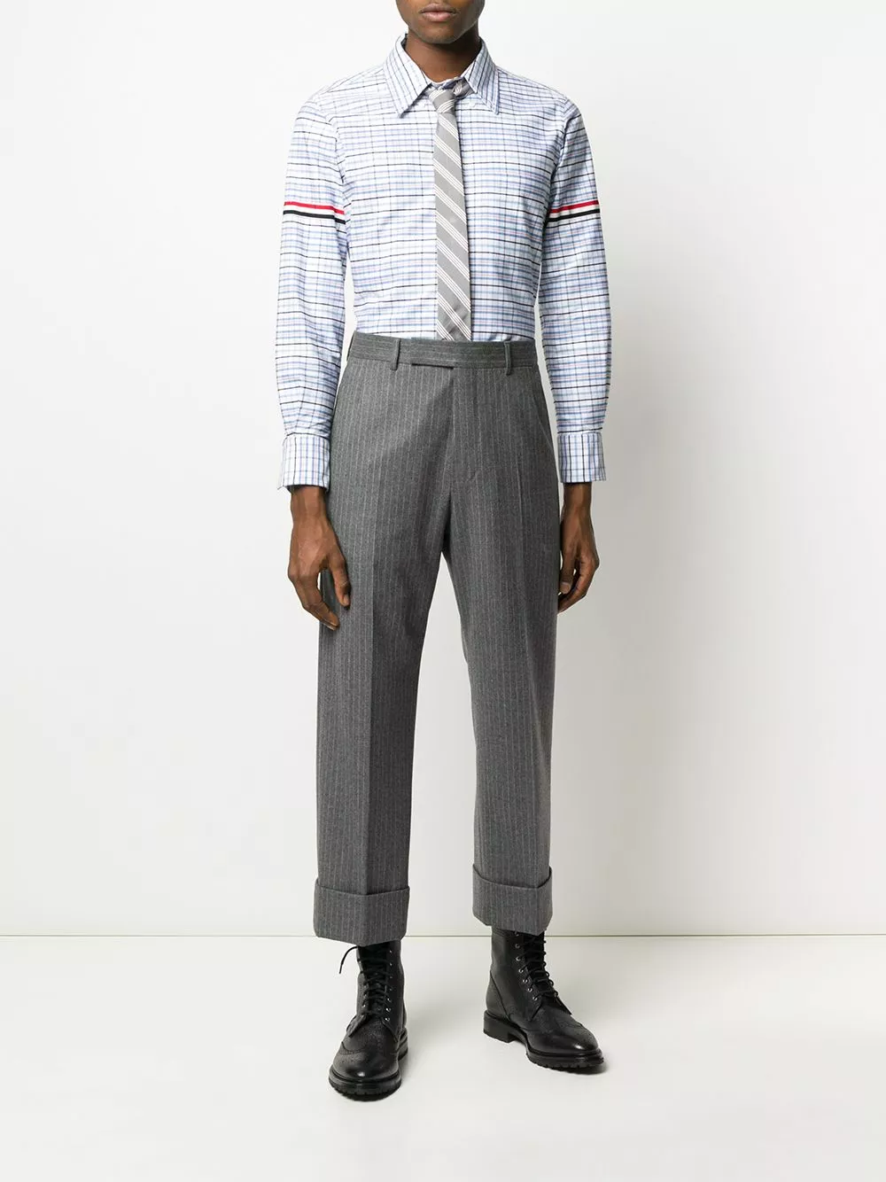 Thom Browne Checked grosgrain armband shirt shirts of men 2 Thom Browne checked grosgrain armband shirt