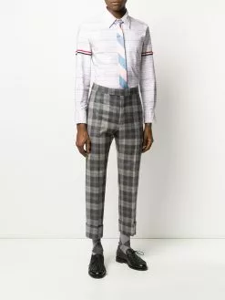 Thom Browne 4-Bar armband checkered shirt