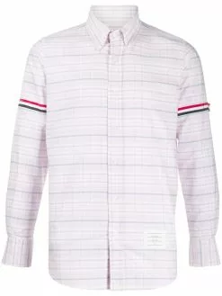 Thom Browne 4-Bar armband checkered shirt