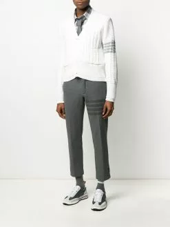Thom Browne slim-fit tonal 4-Bar trousers