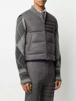 Thom Browne 4-Bar down-filled flannel gilet