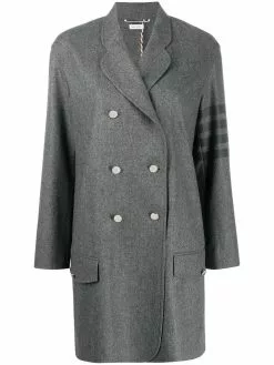 Thom Browne tonal 4-Bar double-breasted coat