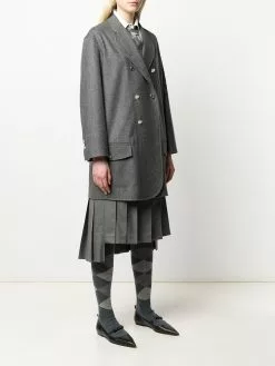 Thom Browne tonal 4-Bar double-breasted coat