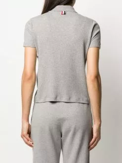 Thom Browne 4-Bar side insert ribbed polo shirt