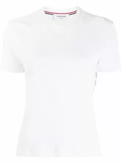 Thom Browne 4-Bar side insert ribbed T-shirt