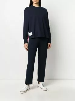 Thom Browne tonal 4-Bar long-sleeve rugby T-shirt
