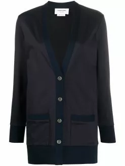 Thom Browne V-neck loopback jersey cardigan