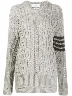 Thom Browne 4-Bar Aran cable knit jumper