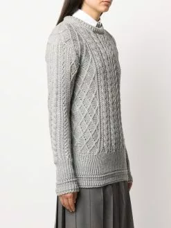 Thom Browne 4-Bar Aran cable knit jumper
