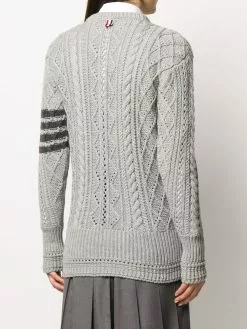 Thom Browne 4-Bar Aran cable knit jumper