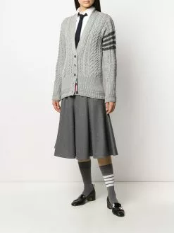 Thom Browne 4-Bar Aran cable knit cardigan