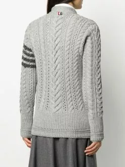 Thom Browne 4-Bar Aran cable knit cardigan