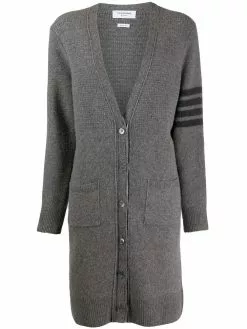 Thom Browne 4-Bar long V-neck cardigan