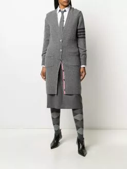 Thom Browne 4-Bar long V-neck cardigan