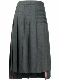 Thom Browne 4-Bar pleated flannel skirt