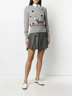Thom Browne 4-Bar pleated flannel mini skirt