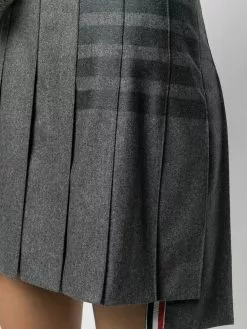 Thom Browne 4-Bar pleated flannel mini skirt