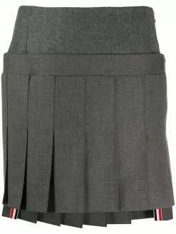 Thom Browne mini pleated skirt with yoke in super 120's twill