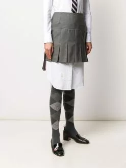 Thom Browne mini pleated skirt with yoke in super 120's twill