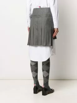 Thom Browne mini pleated skirt with yoke in super 120's twill