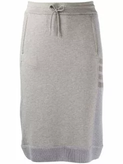 Thom Browne tonal 4-Bar loopback cotton skirt