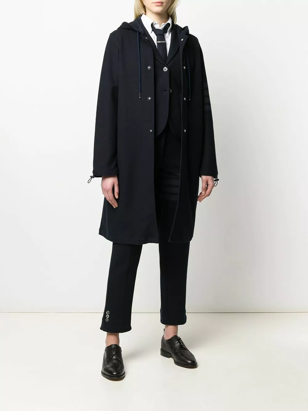 Thom Browne Tonal 4 Bar twill trousers slacks of women 2 Thom Browne tonal 4-Bar twill trousers