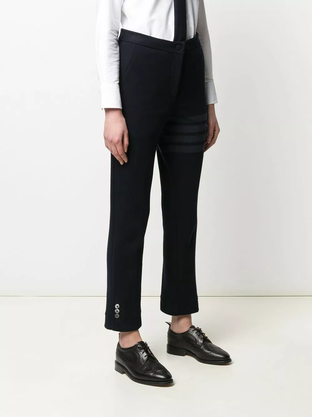 Thom Browne Tonal 4 Bar twill trousers slacks of women 3 Thom Browne tonal 4-Bar twill trousers