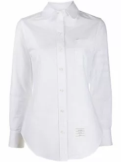 Thom Browne 4-Bar round collar Oxford shirt