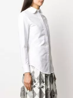 Thom Browne 4-Bar round collar Oxford shirt