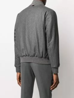 Thom Browne tonal 4-Bar flannel bomber jacket