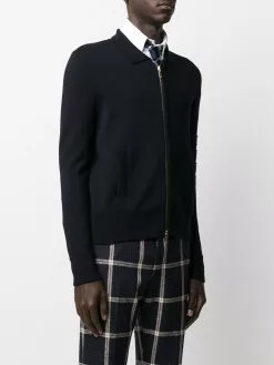 Thom Browne tonal 4-Bar Shetland bomber jacket