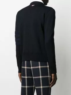 Thom Browne tonal 4-Bar Shetland bomber jacket