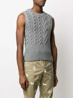 Thom Browne 4-Bar Fun-Mix Aran cable vest