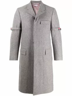 Thom Browne removable-grosgrain armband Chesterfield overcoat