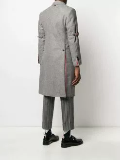 Thom Browne removable-grosgrain armband Chesterfield overcoat