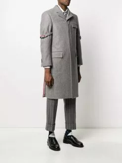 Thom Browne removable-grosgrain armband Chesterfield overcoat