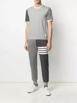 Thom Browne tonal short-sleeve cotton ringer T-shirt