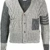 Thom Browne 4-Bar Aran cable knit cardigan