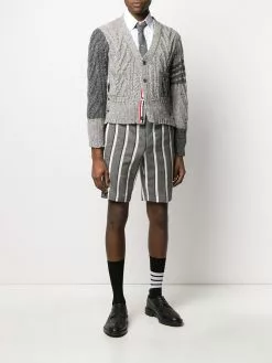 Thom Browne 4-Bar Aran cable knit cardigan