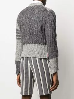Thom Browne 4-Bar Aran cable knit cardigan