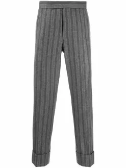 Thom Browne ground chalk-stripe flannel trousers