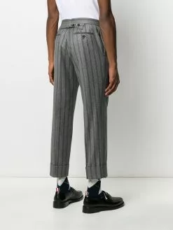 Thom Browne ground chalk-stripe flannel trousers