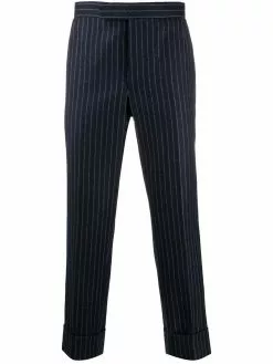 Thom Browne ground chalk-stripe flannel trousers