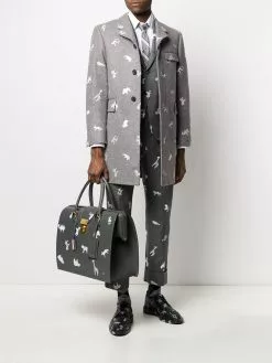 Thom Browne animal-embroidered cropped trousers