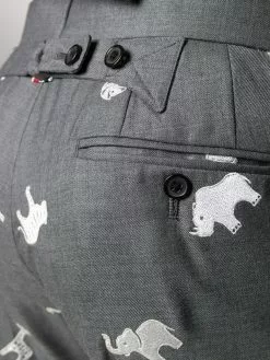 Thom Browne animal-embroidered cropped trousers
