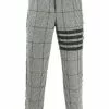 Thom Browne 4-Bar Prince of Whales check frayed chinos